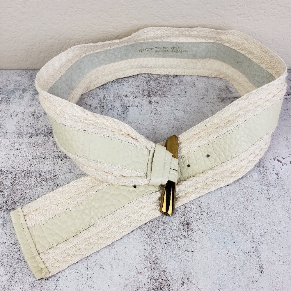 Vintage The Leather Shop Wide Belt Art-to-Wear Mixed Media Leather Avant Garde M